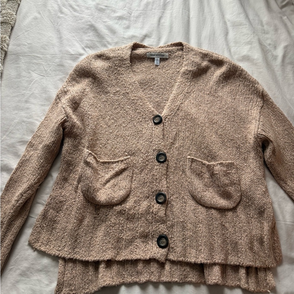 Urban Outfitters Oversized Beige Button-Up Cardigan